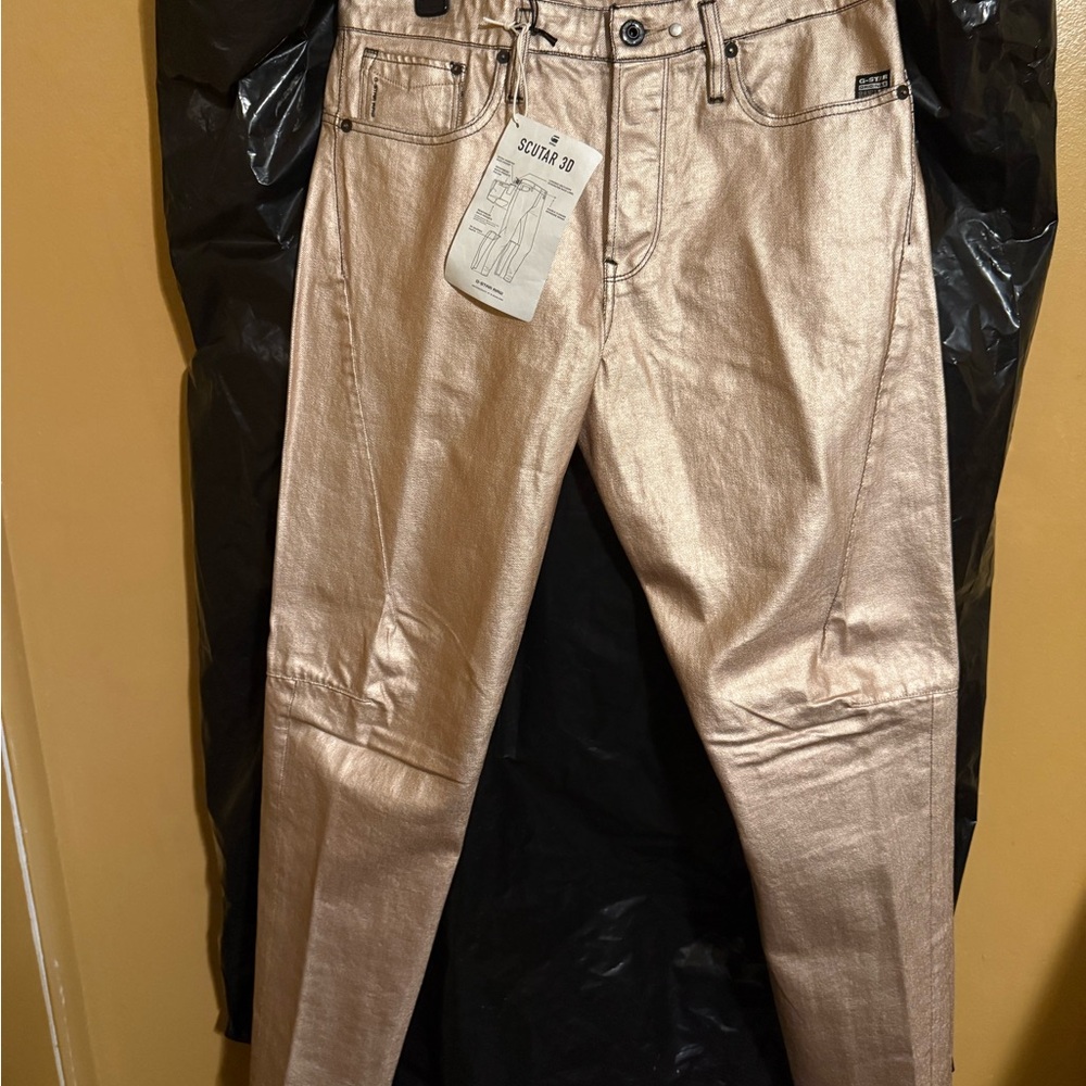 G-Star Metallic Gold Jeans Scutar 3D 30/32 baggy fit NWT send offers RARE!!!